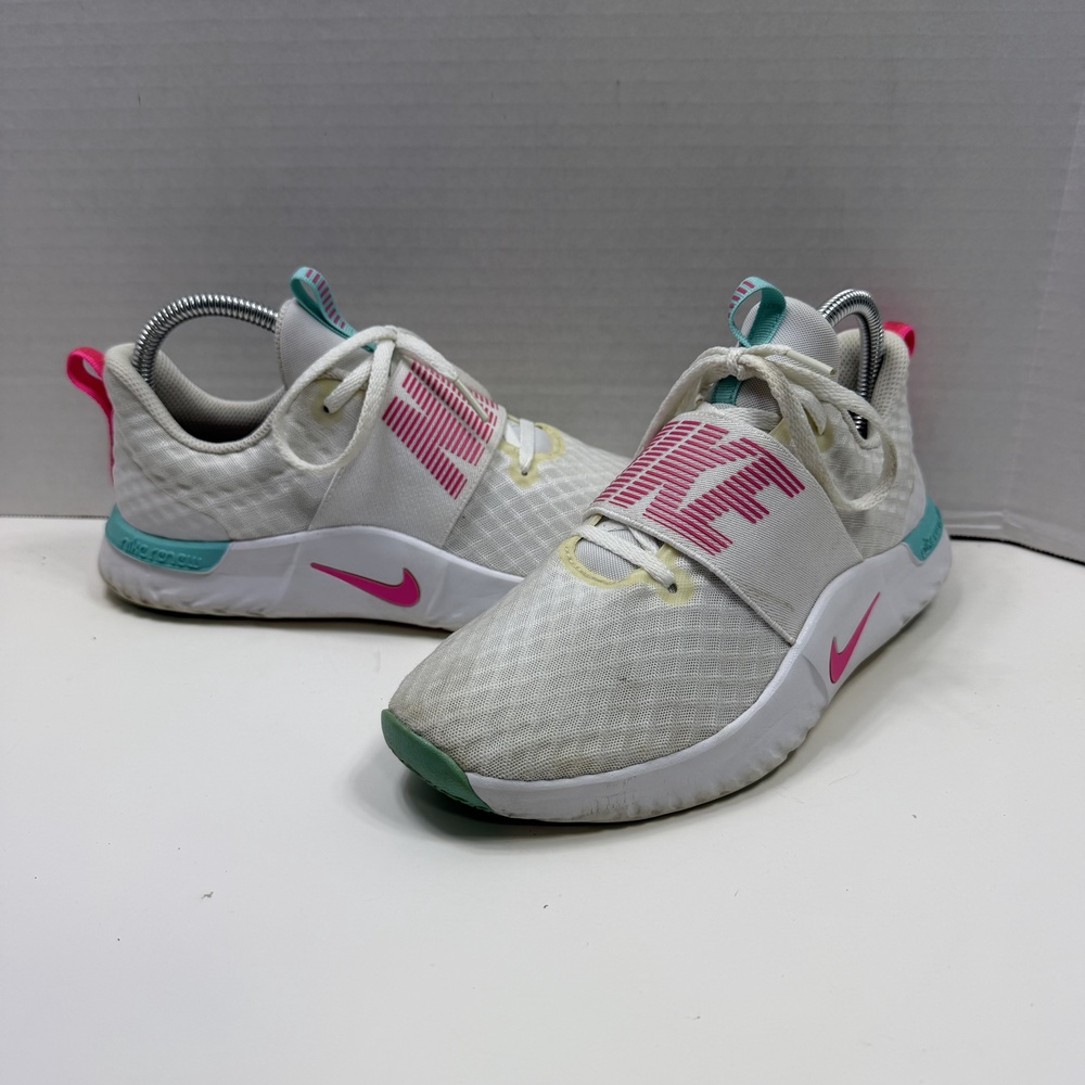 Nike Renew In Season TR 9 Womens 7.5 White Pink Teal Training Sneakers CW7022-10